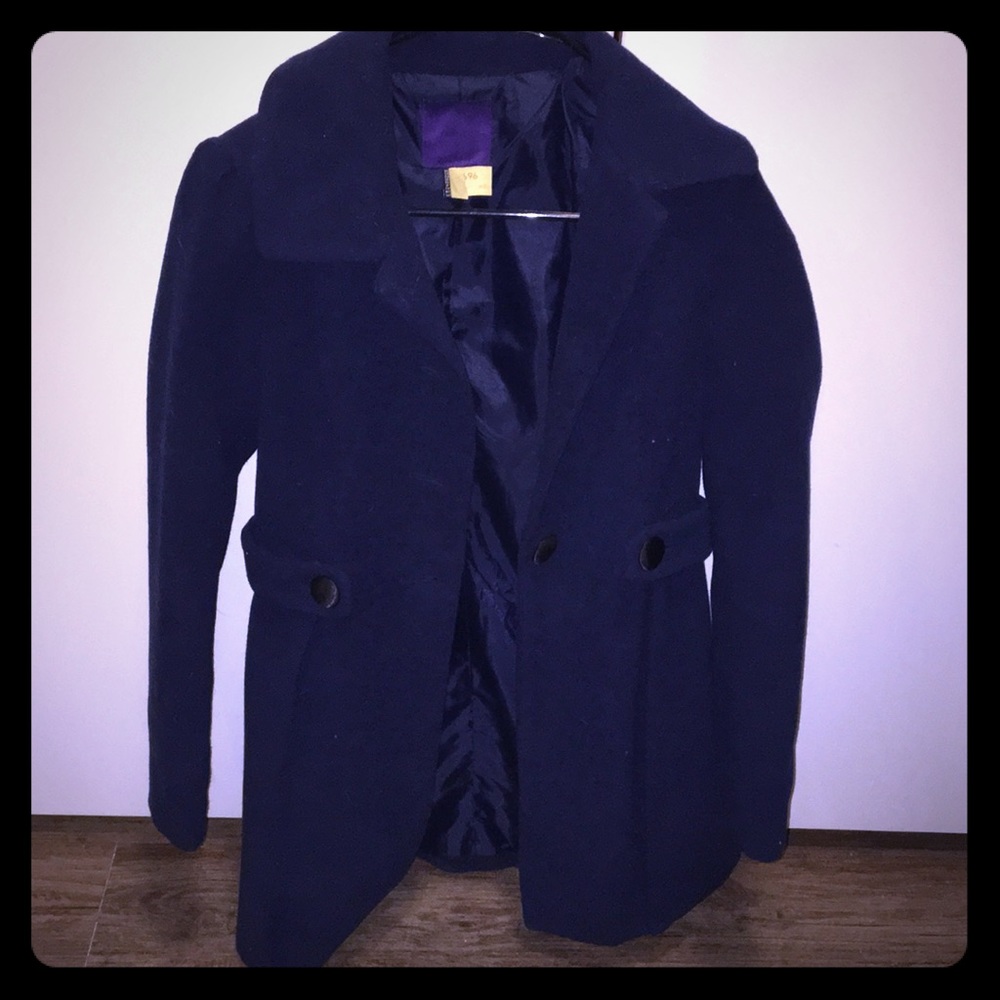 Dark navy long peacoat